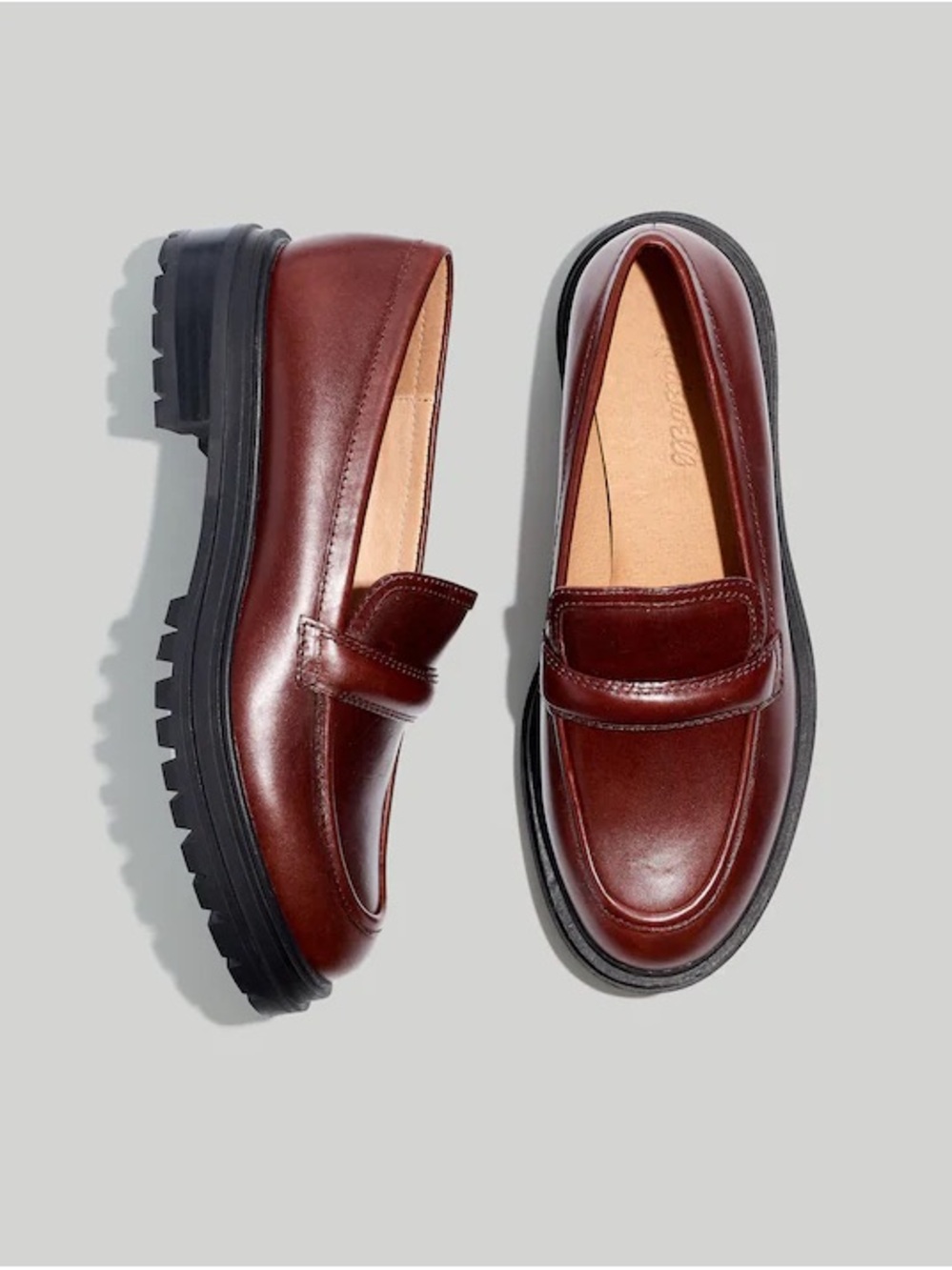 NWOT Madewell Women’s The Bradley Lugsole Loafer in Leather Cherry Wood Size 8